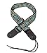 Walker & Williams H-01 Blue Woodstock Woven 60's Style Premium Woven Guitar Strap With Thick Leather Endcaps For Acoustic, Electric, And Bass Guitars