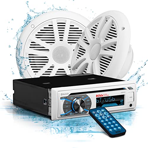 BOSS Audio Systems MCK508WB.6 Marine Boat Stereo Sound System Speaker Package Single Din Radio
