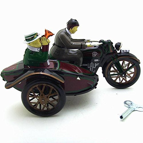 Qiyun Tin Toys Children Retro Wind Up Motor Tricycle Toys Creative Tin Toys Home Decoration