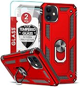 Amazon Com Leyi Compatible For Iphone 11 Case For Women Girls And 2 Pack Tempered Glass Screen Protector Military Grade Armor Phone Cases For Iphone 11 With Magnetic Ring Kickstand Scarlet Red Cell