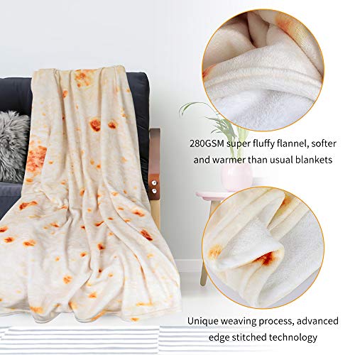 LetsFunny Burrito Tortilla Wrap Blanket, Burrito Wrap Novelty Blanket Tortilla Towel for Adults/Kids, Giant Round Beach Towel/Throw Blanket/Picnic Blanket (Yellow 2, 71.00)