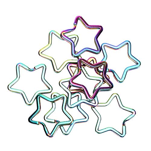 Star Key Rings, Colorful Pentacle Shaped Metal Split Keychains for Crafts Home Home Car Keys Organization Durable Keychain for DIY Gifts