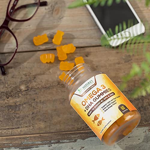 Omega 3 Fish Oil Gummies, Heart Healthy Omega 3s with DHA & EPA, Tasty
