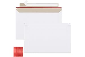 zmybcpack 100 Pack 6.3x9.8 inch Rigid Mailer Self Seal Photo Document Mailers, Stay Flat White Cardboard Shipping Envelopes White Photography Mailers for CD, Photos, Document