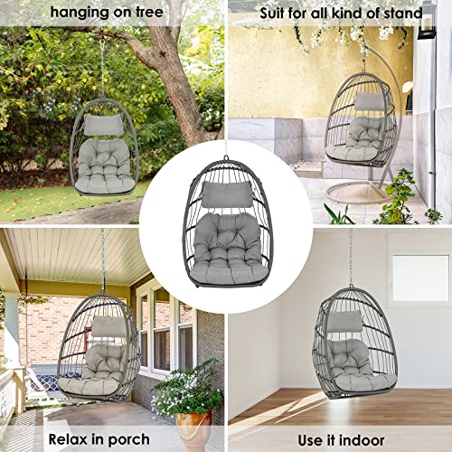 Brafab Wicker Rattan Hammock Egg Swing Chair with Hanging Chain