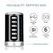 USB Charger, Universal 6-Port Desktop USB Hub/Charging Station Tower with Smart Identification Technology for Apple iOS, Android & Virtually All Other USB Enabled Devices Black