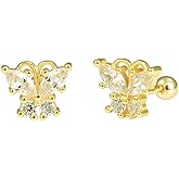 Mareclat Gold Star Earrings for Women Trendy Hypoallergenic Studs Cubic Zirconia Starburst Earrings 18K Gold Plated Non Tarnish