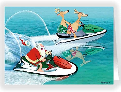 Jet Ski / Waverunner Santa Holiday Card 12 cards/ 13 envelopes
