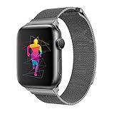 INTENY Band Compatible with Apple Watch 42mm 44mm, Milanese Sport Loop, Stainless Steel Mesh Strap, Compatible with iWatch Series 4, Series 3, Series 2, Series 1 (42MM 44MM, Space Grey)