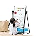 Kids Art Easel Whiteboard&Chalkboard Double Sided Easel, 29.5inch-44inch Height Adjustable & 360°Rotating with Magnetic Letters and Numbers (Black)