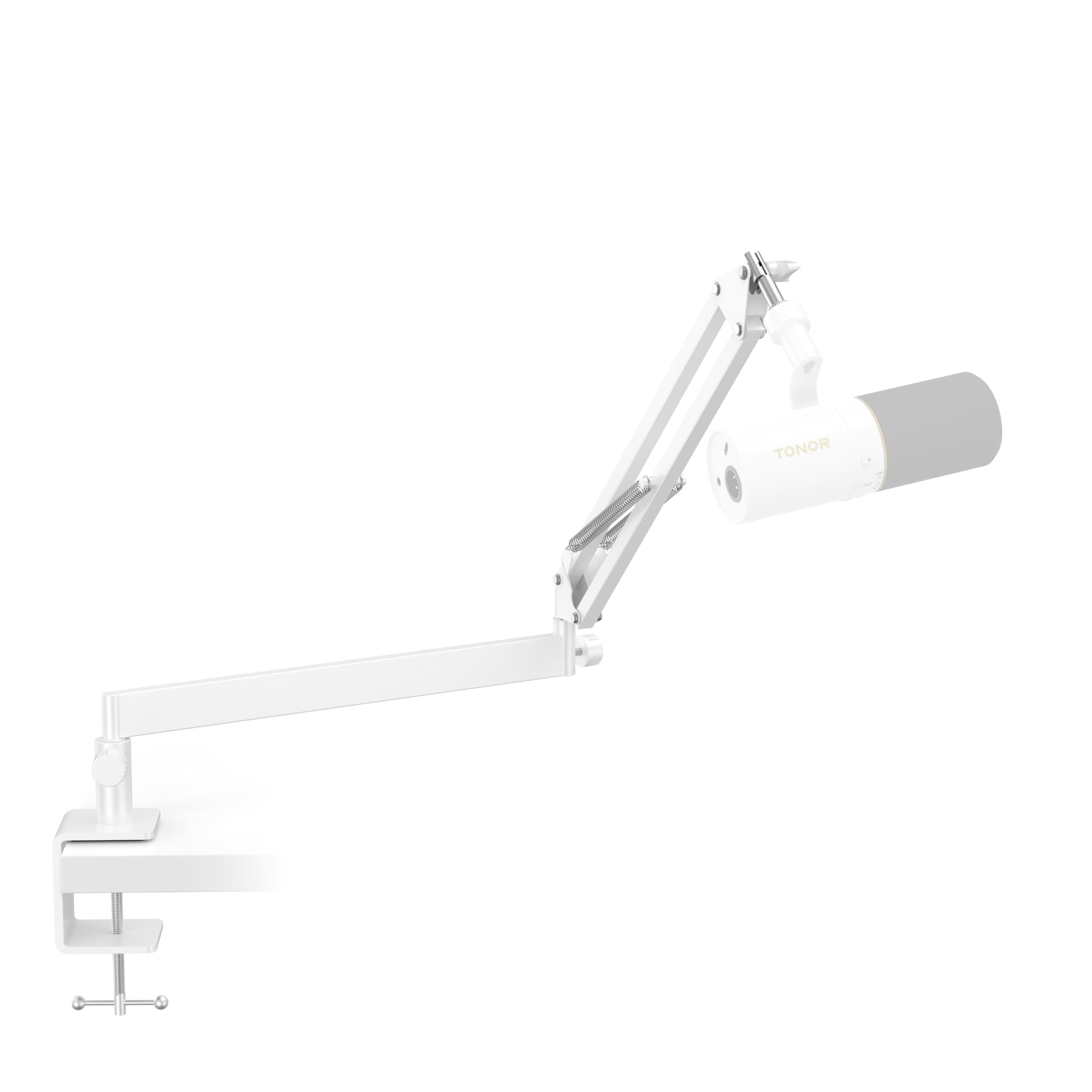 Photo 1 of Tonor Mic Arm Desk Mount, Low Profile Boom Arm, Microphone Arm, Adjustable Mic Stand with Desk Mount Clamp, Cable Management, 3/8’’ and 5/8’’ Screwadapter for Most Microphone T20LP White