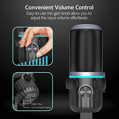 JOUNIVO USB Microphone, Condenser Mic for PC/Laptop with Volume Control