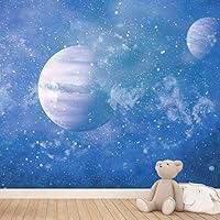 Wall Mural Stars and Moon in Night Sky Removable Self-Adhesive Wallpaper Wall Decoration for Bedroom Living Room - 66x96 inches