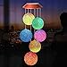 Wind Chimes Outdoor,Solar Color Changing LED Light Lamp Six Balls Mobile Romantic Wind-Bell for Home, Party, Festival Decor, Night Patio Yard Garden Decoration(Crystal Ball)
