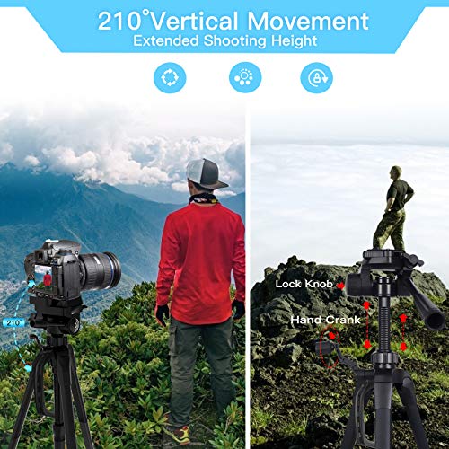 Aitsite Kamera Stativ, Leichtes-Reise Handy Stativ aus Aluminium, Smartphone Stativ, mit 3 Wege-Schwenkkopf, mit… – Bild 4