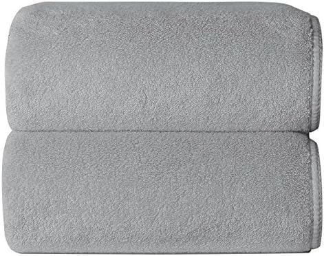 Graccioza Spa Sponge Bath Towel (28" x 55") (2-pack) - Silver - Made in Portugal, 650-GSM, Low Twist 100% Superior Combed Cotton Terry