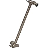 SparkPod 11" Solid Brass Shower Head Extension Arm - Flexible Height & Angle Adjustable Shower Arm Extension for Rain Showerheads with Sturdy Lock - Universal Pipe Connection (Elegant Brushed Nickel)