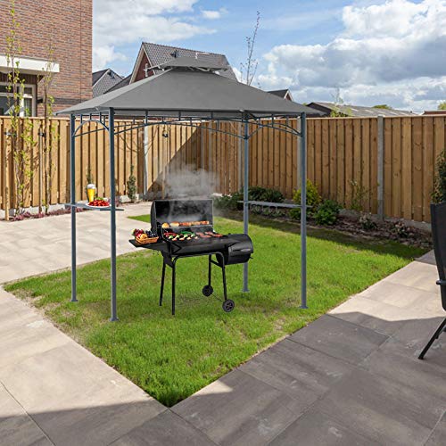 Coastshade 5'x8' Grill Gazebo Canopy Tent, Polyester Double Teir Soft Top Cover with UV and Waterproof, for Patio and Outdoor Living BBQ Shelter (5x8, Light Grey) - Thumbnail 5