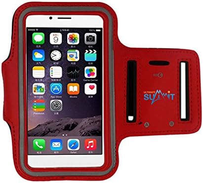 Touch ID Plus Size (5.5") Access Running Armband w/ Key Holder and Screen Protector for iPhone 7Plus, 6Plus, 6SPLUS, Galaxy S7 Edge, S6 Edge, S5, Note 5/4/3, LG G4 (Red)