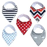 Baby Bandana Drool Bibs for Boys & Girls Unisex 5 Pack Absorbent Cotton Modern Baby Set