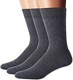 Flora&Fred Men's 3 Pair Pack Classic Ribbed Knit Cotton Dress Crew Socks