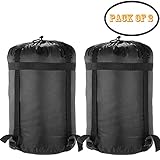 Borogo Compression Stuff Sack, 2-Pack Stuff Sack Compression Sleeping Bag Storage Stuff Sack Organizer – Great Sleeping Bags Clothes Camping Hiking Backpacking