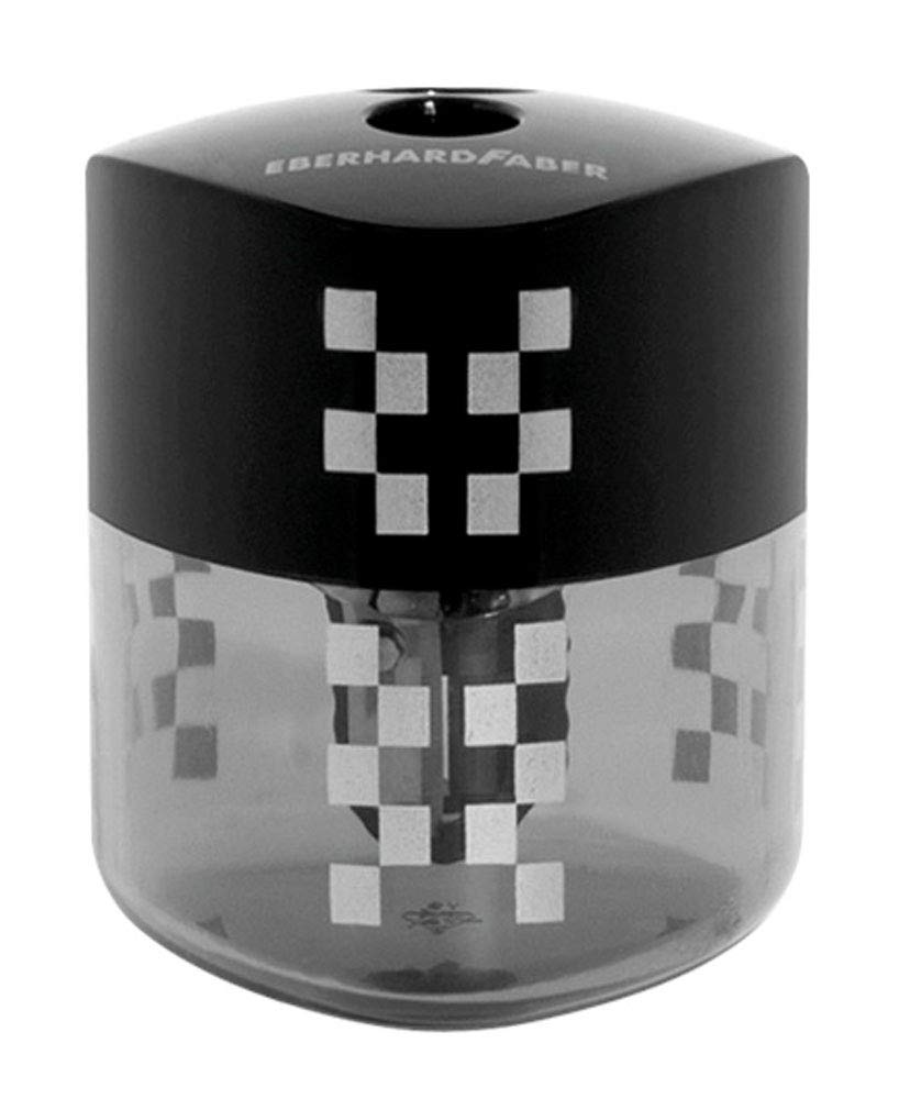 Eberhard Faber 585140 Pencil Sharpener with Triangular Tin with Lockable Chip Container, Double Sharpener Anthracite