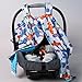 Baby Minky Velboa Carseat Canopy Carrier Cover (Airplane / Turquoise)