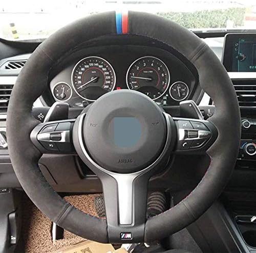 ブラックスエードカーステアリングホイールカバーbmw F87 M2 F80 M3 F M4 M5 F12 F13 M6 Mスポーツ X5 M F86 F33 訳あり F30 X6 F85
