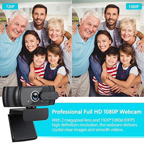 Welcam HD 1080P 30FPS Webcam Microphone,2021 Privacy Cover USB Computer for Zoom Meeting/Skype/FaceTime/Teams/OBS/Xbox/XSplit,Compatible with Mac OS Windows Laptop Desktop PC Monitors