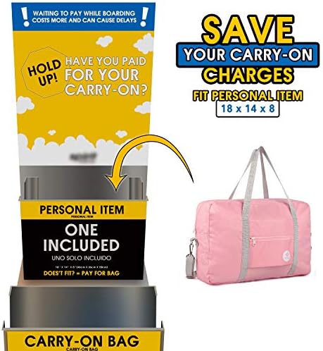 For Spirit Airlines Foldable Travel Duffel Bag Tote Carry on Luggage Sport Duffle Weekender Overnight for Women and Girls (3112 Pink ( with Shoulder Strap)) 2 For Spirit Airlines Foldable Travel Duffel Bag Tote Carry on Luggage Sport Duffle Weekender Overnight for Women and Girls (3112 Pink ( with Shoulder Strap))