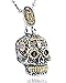 Moraner Sugar Skull Pendant Necklace Gothic Skeleton Pendants for Men with Wheat Chain