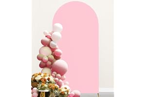 Spandex Fitting 6.6 FT Pink Arch Covers for Arch Backdrop Stand - JKDMJF Wedding Birthday Party Ceremony Banquet Engagement Photo Studio Decorations Round Top Arch Backdrop Cover
