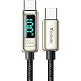 mcdodo 100W USB-C to USB-C Fast Charging Cable 4ft,Type-C Charger Cord with LED Display USBC Fast Charging Cable Nylon Braided, Fit for iPhone 16 15 Pro ProMax Plus/Galaxy S23/S22+Ultra/iPad/MacBook