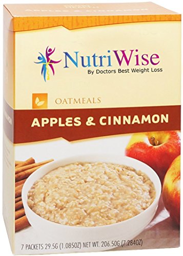 NutriWise - High Protein Diet Oatmeal | Apples & Cinnamon | Low Calorie, Low Fat, (7/Box)