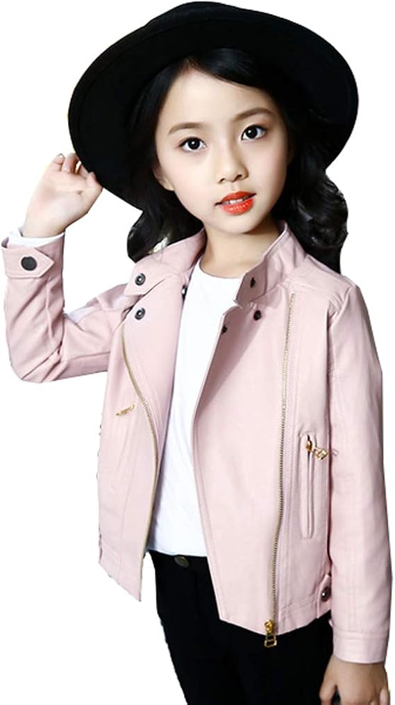 Amazon ロモハナガ ライダースジャケット キッズ 子供服シープスキン風 合成皮革 女の子 大きいサイズ 革ジャン オートバイジャケット バイクジャケット レザー ヒップホップ 衣装 キッズ ヒップホップ 衣装 子供 コート ジャケット 通販