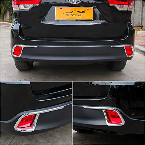 Senzeal ABS Chrome Lightning Design Rear Fog Light Cover Trim for Toyota Highlander 2015 2016 2017 2018 2019 2PCS
