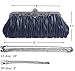 PULAMA Elegant Envelope Clutch Satin Purse Wallet with Vintage Decoration Dark Navy