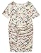 Women's Floral Printed Bodycon Maternity Dress Nursing Short Sleeve Ruched Sides Knee Length Beige Flower S