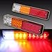 Zxlight 2x 20-LED Car Truck LED Trailer Tail Lights Turn Signal Reverse Brake Light, Stop Rear Flash Light Lamp, DC12V Red-Amber-White, Waterproof IP65 (Pack of 2)