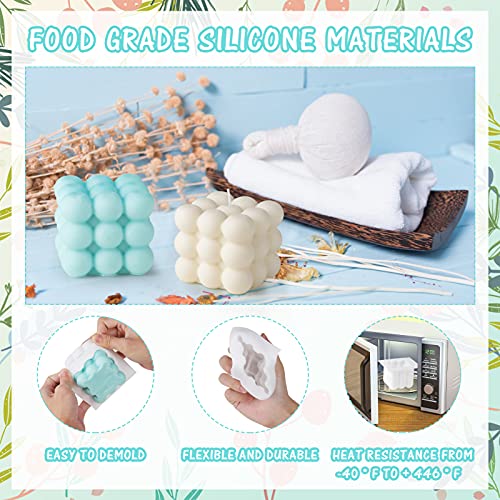 Onlyesh Silikon Blase Kerzen Form, DIY Kerze Formen Set mit 50Pcs Kerze Docht und 2 Dochthalter, für Duftkerze, Soja-Wachs, handgemachte Seife, geeignet für Anfänger