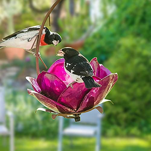 Sensation Pink Flower Bird Feeder Hummingbird Feeder, Unbreakable Feeder,Standing Flower Bird Feeder, Hummingbird Feeder for Lawn Decoration (Pink)