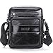 Contacts Genuine Leather Men Messenger Crossbody Shoulder Bag Travel Handbag Black