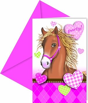 Lot De 6 Cartes D Invitation Pour Anniversaire D Enfant Fille Avec Chevaux Fete A Theme Chevaux Poneys Avec 6 Enveloppes Roses 12 Cartes Amazon Fr Cuisine Maison