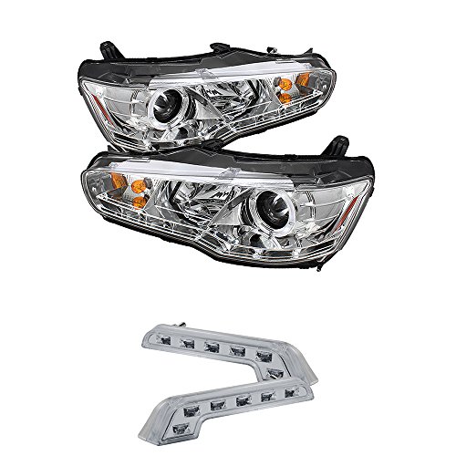 Mitsubishi Lancer / EVO10 Projector Headlights Xenon/HID Model Only (Not Compatible With Halogen Model) LED Halo DRL Chrome Housing With Clear Lens