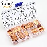 DYWISHKEY 150Pcs 8 Sizes Copper Metric Sealing Washers Assortment Set