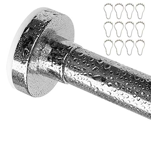 Vailge Tension Shower Curtain Rod with 12 Curtain Rings 4884 Inches