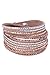 TOOGOO(R) Women Multilayers Rhinestones Cuff Wrap Faux Leather Bracelet Light Coffee