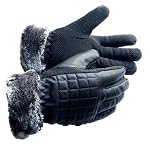 Frackson Warm Snow and Wind Proof (Inside Fur) Leather Gloves Formal and Casual Winter Gloves for Women Girl Adult Protective Warm Hand Riding, Cycling, Bike Motorcycle Gloves (Leather Women Check)