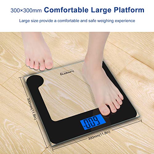 Lumsing Digital Body Weight Bathroom Scale Digital Professional Smart Body Weight Scale High Capacity 400 lbs with Step-On Technology Backlight Display, Black(Battery Include)